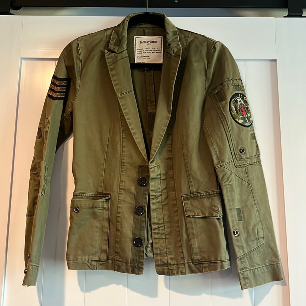 Zadig & Voltaire green military jacket w/ patches (XS)